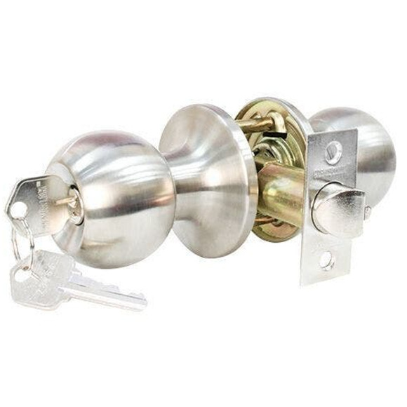 Premier Lock Stainless Steel Entry Door Knob with 2 KW1 Keys, NIB - Picture 1 of 6